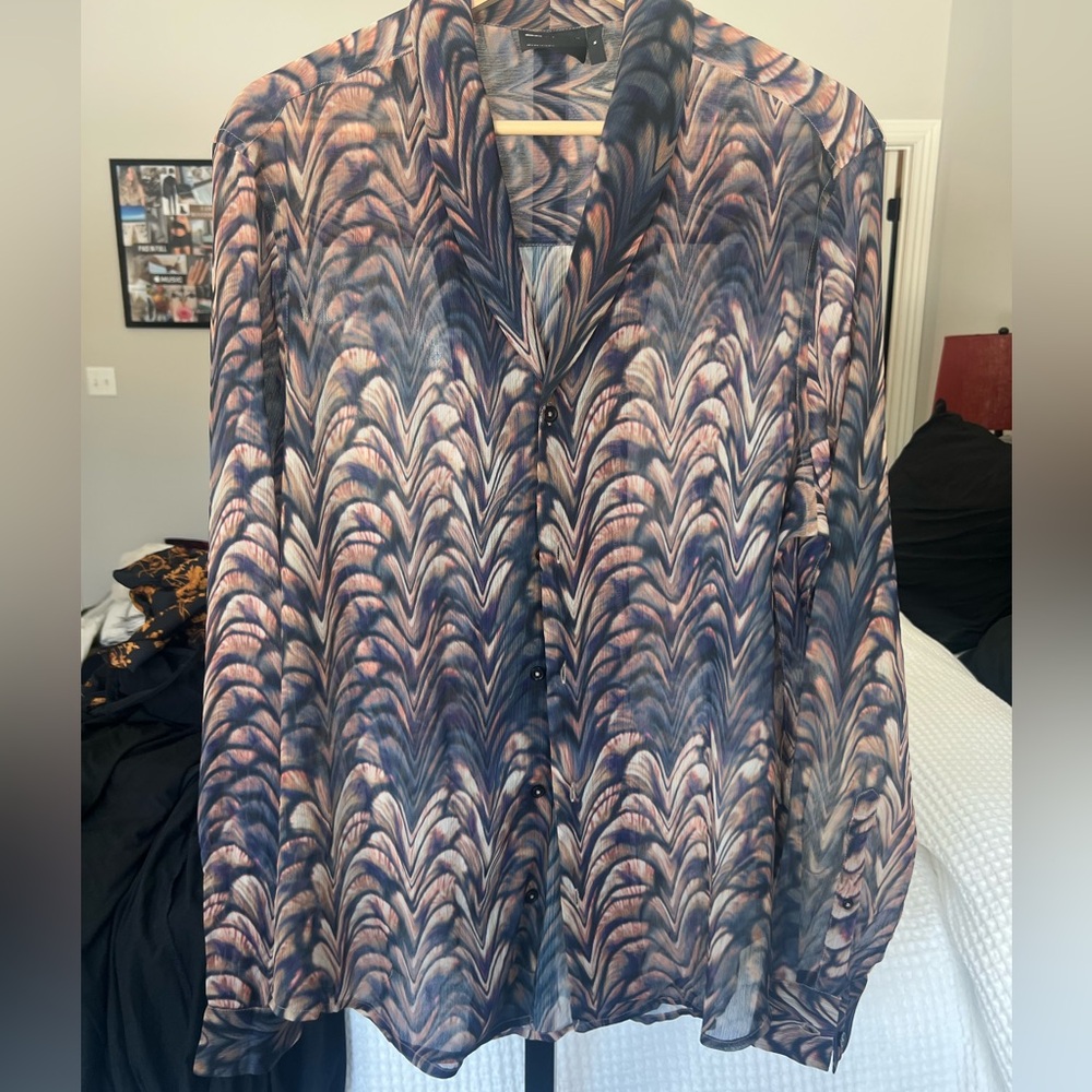 ASOS Design Patterned Sheer Button Down - Picture 2 of 4